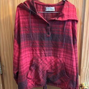 Urban Outfitters Alex Hooded Popover Drawstring Hooded Flannel Top